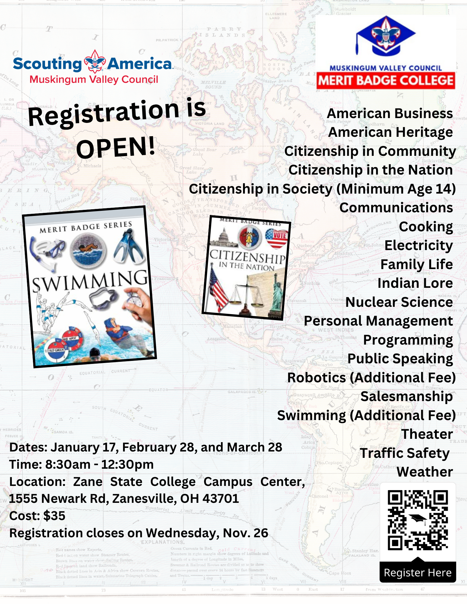 2026 Reg Open Merit Badge College (Real Estate Flyer)